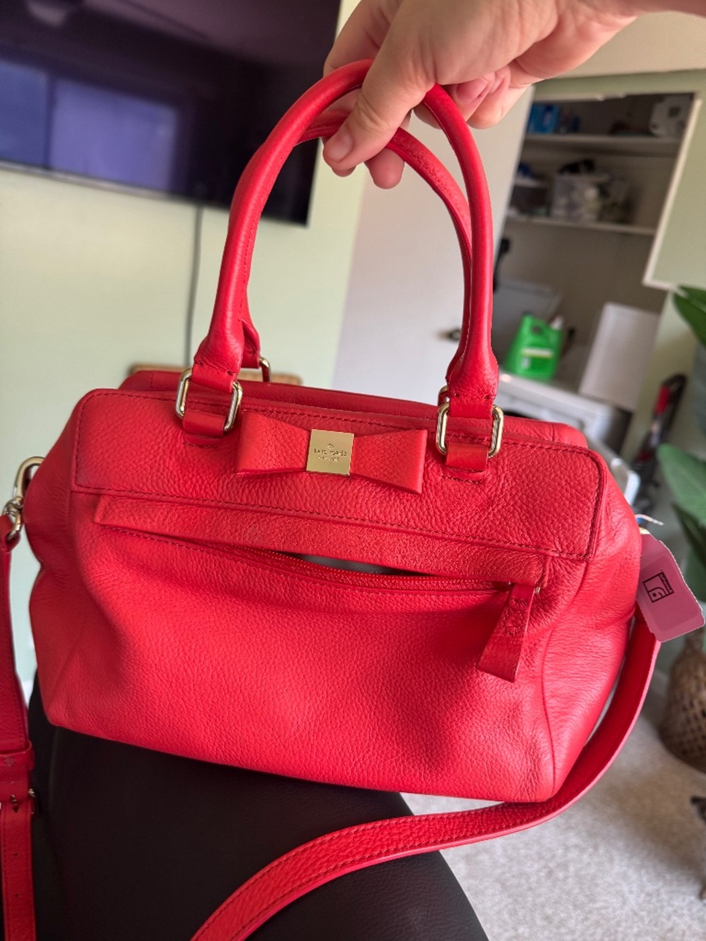 Kate Spade Red Pebbles Leather Bow Satchel